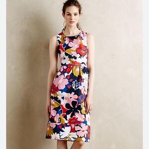 Whit Two Petal Print Cross Back Cotton Summer Dress Size 4